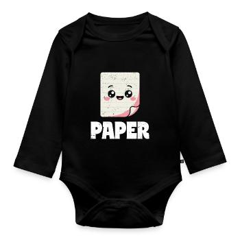 Ciseaux Pierre Papier Groupe École Jeu Papier Figurine - Body Bébé bio manches longues - noir - Devant