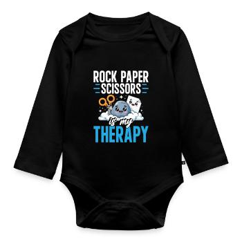 Rock Paper Scissors est ma thérapie - Body Bébé bio manches longues - noir - Devant