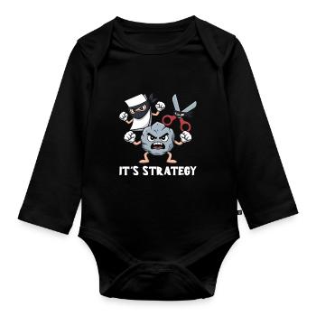 Scissors Stone Paper Kawaii - It's Strategy - Organic Longsleeve Baby Bodysuit - black - Front