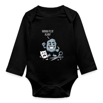 Schere Stein Papier Kindheitsspiele Schulhof - Baby Bio-Langarm-Body - Schwarz - Vorne