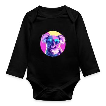 Koala Sonnenbrille - Baby Bio-Langarm-Body - Schwarz - Vorne