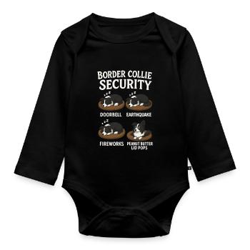 Border Collie - Organic Longsleeve Baby Bodysuit - black - Front