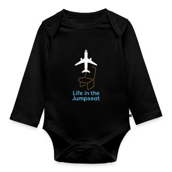 Flugbegleiter Kabinencrew Leben Luftfahrt - Baby Bio-Langarm-Body - Schwarz - Vorne