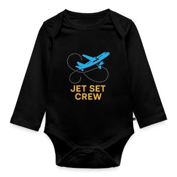 Flugbegleiter Kabinencrew Leben Luftfahrt - Baby Bio-Langarm-Body - Schwarz - Vorne