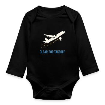 Flugbegleiter Kabinencrew Leben Luftfahrt - Baby Bio-Langarm-Body - Schwarz - Vorne