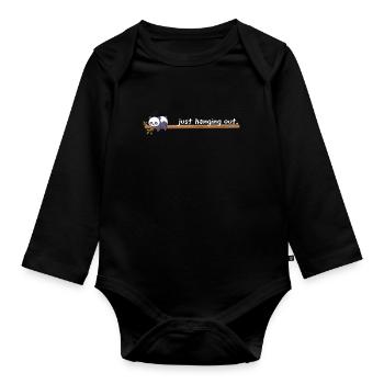 Just Hanging Out – Cute Panda Chill Design - Organic Longsleeve Baby Bodysuit - black - Front