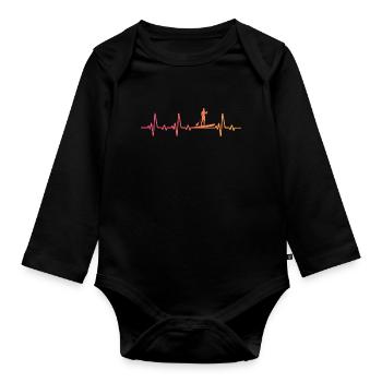 Sunset Heartbeat Stand-up-Paddle - Baby Bio-Langarm-Body - Schwarz - Vorne