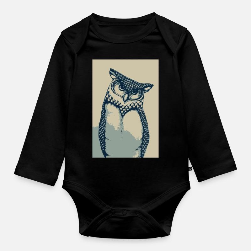 chouette - Body Bébé bio manches longues - noir