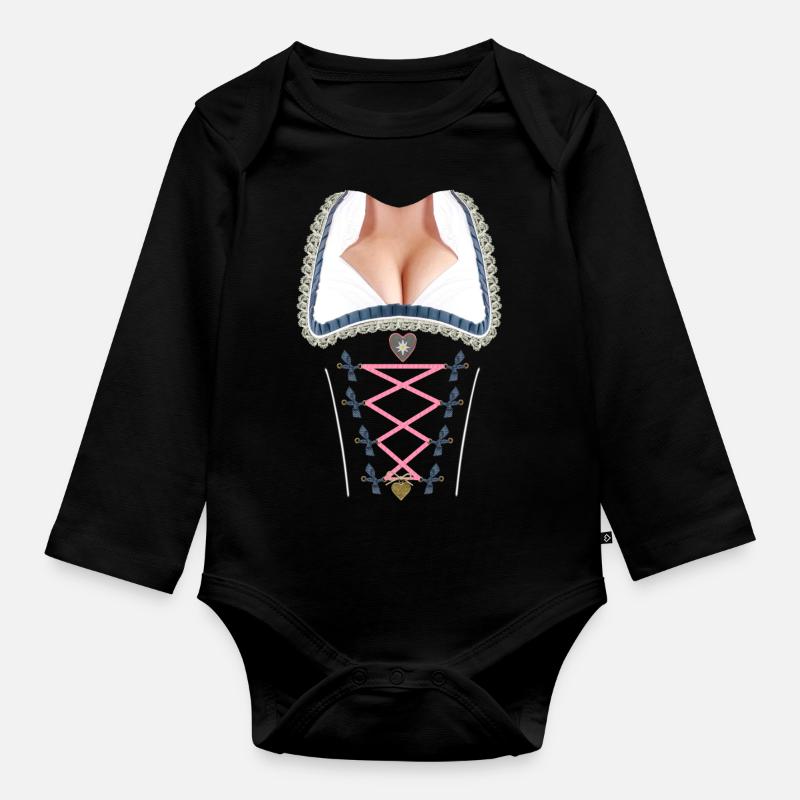 dirndlall - Baby Bio-Langarm-Body - Schwarz