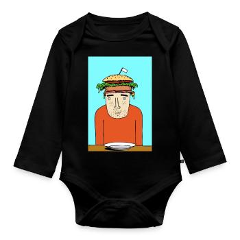 Burgerman - Organic Longsleeve Baby Bodysuit - black - Front