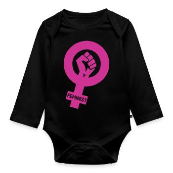 Feminist - Baby Bio-Langarm-Body - Schwarz - Vorne