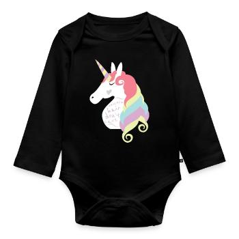 Cheveux Licorne Unicorn ne se soucient pas de cadeau fille - Body Bébé bio manches longues - noir - Devant