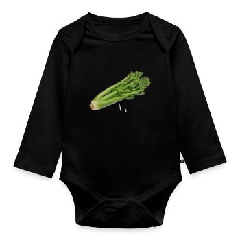 celery - Organic Longsleeve Baby Bodysuit - black - Front