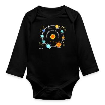 Planètes Graphiques Solaires Planètes Étoiles du système solaire - Body Bébé bio manches longues - noir - Devant