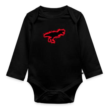 Silhouette Dino Red and Black Outline - Organic Longsleeve Baby Bodysuit - black - Front