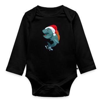Pêche pêche de noël pêche - Body Bébé bio manches longues - noir - Devant