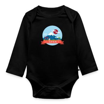 Japon Fuji japonais dessin animé Japonais Asiatique motif - Body Bébé bio manches longues - noir - Devant
