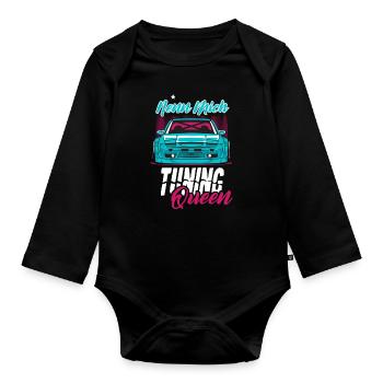 Tuning queen woman tuner tuning car sports car - Organic Longsleeve Baby Bodysuit - black - Front