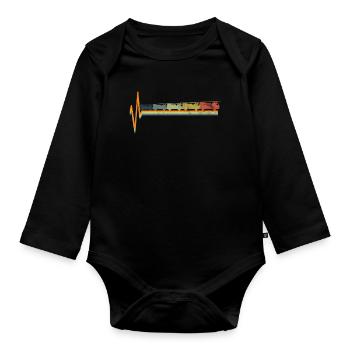 fire Department - Organic Longsleeve Baby Bodysuit - black - Front