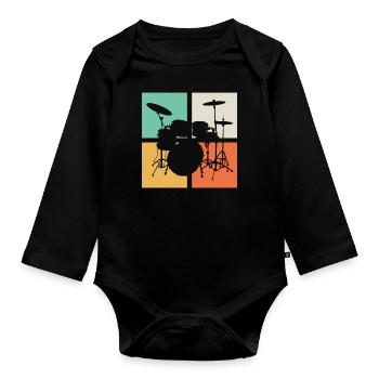Drum kit Drumline - Organic Longsleeve Baby Bodysuit - black - Front