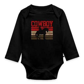 cow-boy - Body Bébé bio manches longues - noir - Devant
