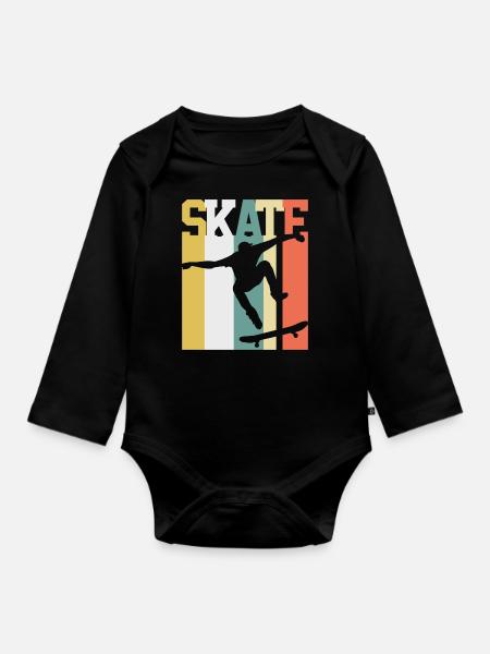 Skateboarder - Baby Bio-Langarm-Body - Schwarz