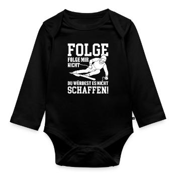 Ski fahren Skifahrer Skifahren Skier Spruch Witz - Baby Bio-Langarm-Body - Schwarz - Vorne