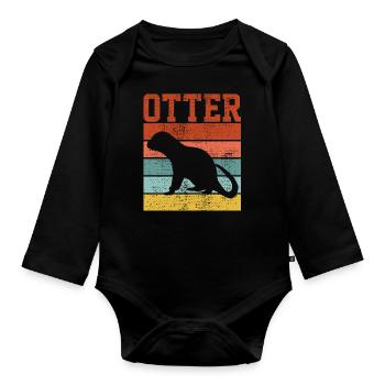 OTTER VINTAGE - Body Bébé bio manches longues - noir - Devant