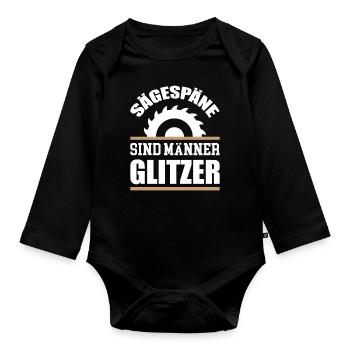 Sägespäne Holz - Baby Bio-Langarm-Body - Schwarz - Vorne