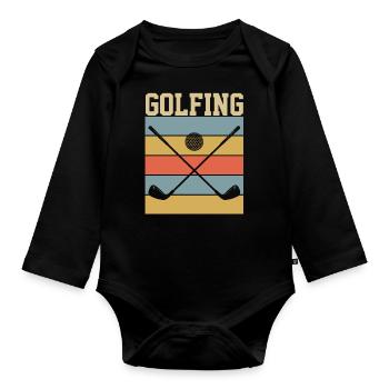Golf Golf - Organic Longsleeve Baby Bodysuit - black - Front