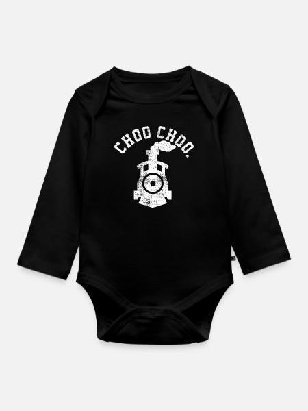 Model train train trains Choo - Organic Longsleeve Baby Bodysuit - black