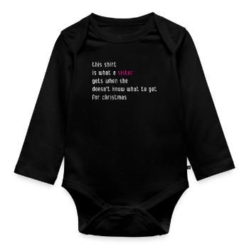 Sœur Noël présente - Body Bébé bio manches longues - noir - Devant