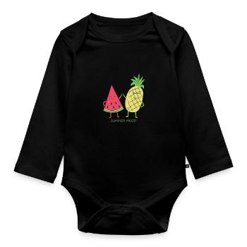 Ananas d'été melon d'eau - Body Bébé bio manches longues - noir - Devant