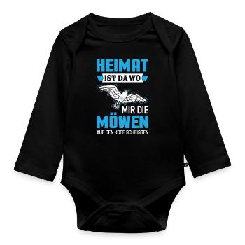 Seagulls Home North Sea Baltic Sea Baltic Sea - Organic Longsleeve Baby Bodysuit - black - Front