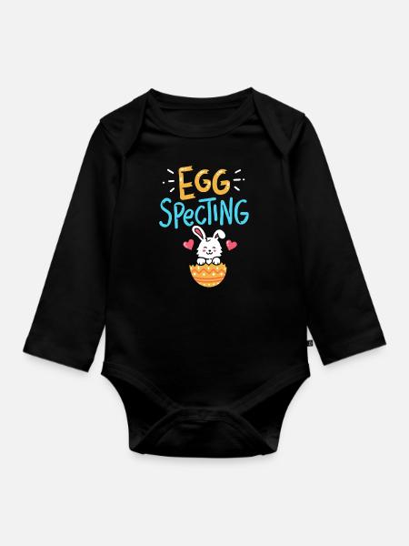 Ankündigung der Schwangerschaft - Baby Bio-Langarm-Body - Schwarz