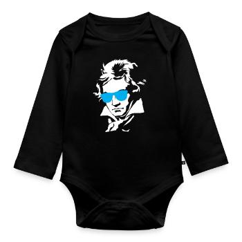 Beethoven - Organic Longsleeve Baby Bodysuit - black - Front