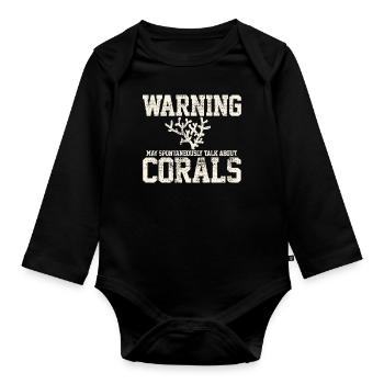 Marine biologist in the coral reef - Organic Longsleeve Baby Bodysuit - black - Front