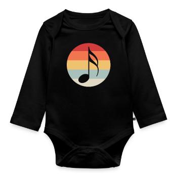 note de musique - Body Bébé bio manches longues - noir - Devant