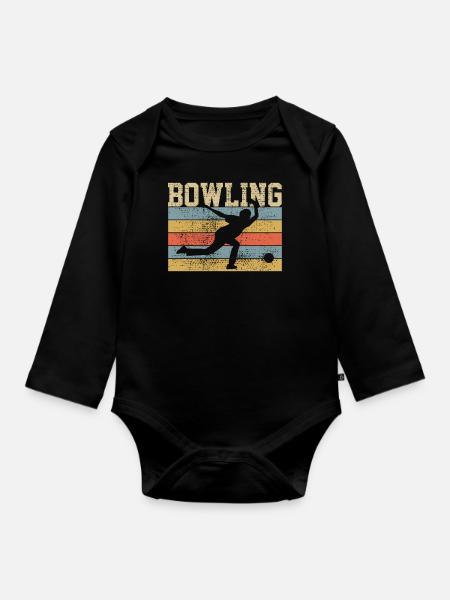 Bowling Bowling Bowling - Organic Longsleeve Baby Bodysuit - black