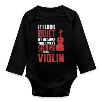 Violine Geige Musik Geschenk Spruch - Baby Bio-Langarm-Body - Schwarz - Vorne