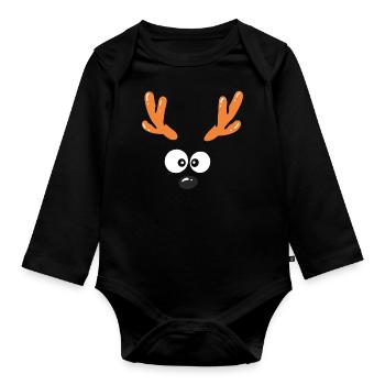 Rentier - Baby Bio-Langarm-Body - Schwarz - Vorne