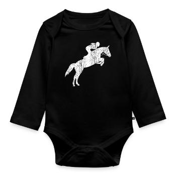 Springreiten - Baby Bio-Langarm-Body - Schwarz - Vorne