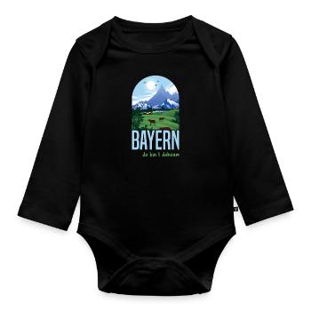 Bayern boarisch bayerischer Spruch - Baby Bio-Langarm-Body - Schwarz - Vorne