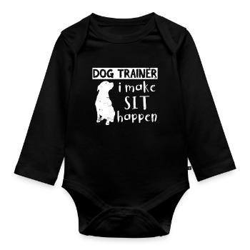 Hundeschule - Baby Bio-Langarm-Body - Schwarz - Vorne