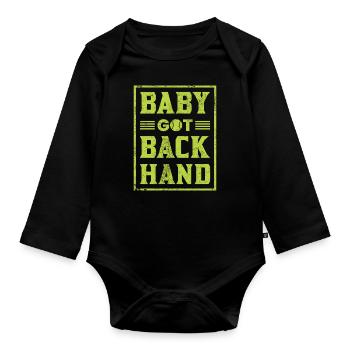 Tennis Player Baby Got Backhand Court Women - Body Bébé bio manches longues - noir - Devant