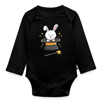 La magie de lapin - Body Bébé bio manches longues - noir - Devant