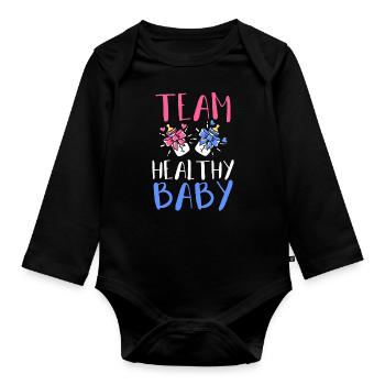 Gender Enthüllungsparty - Baby Bio-Langarm-Body - Schwarz - Vorne