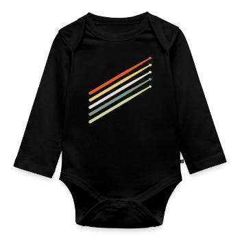Baguettes de batteur - Body Bébé bio manches longues - noir - Devant