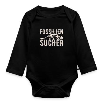 Fossilien Versteinerung Archäologe - Baby Bio-Langarm-Body - Schwarz - Vorne