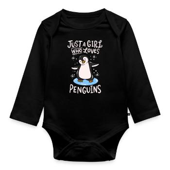 penguin - Organic Longsleeve Baby Bodysuit - black - Front